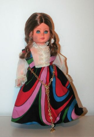 Vintage 12 " Vinyl 1968 Rare Red Haired Doll Italocremona Girl 800 Italy Furga