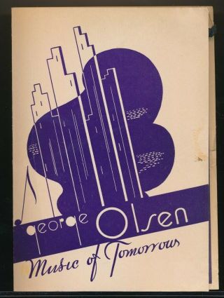 George Olsen 1930s Art Deco Big Band Ad Mailer Music Of Tomorrow