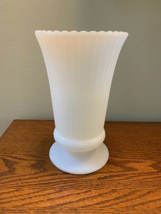 Vintage E.  O.  Brody Co Cleveland Ohio Milk Glass Fluted Vase M5000