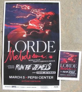 Lorde & Run The Jewels 2018 Pepsi Center - Denver,  Colorado 11x17 Concert Poster