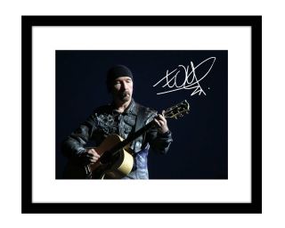 U2 The Edge 8x10 Signed Photo Print Bono Alternative Rock Concert Guitar