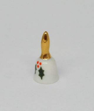 Vintage Carol Pongracic Ceramic Holly Bell Artisan Dollhouse Miniature 1:12 3
