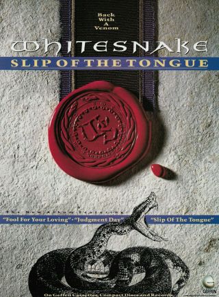 Whitesnake Slip Of The Tongue Coverdale Vai 1990 8x11 Promo Poster Ad