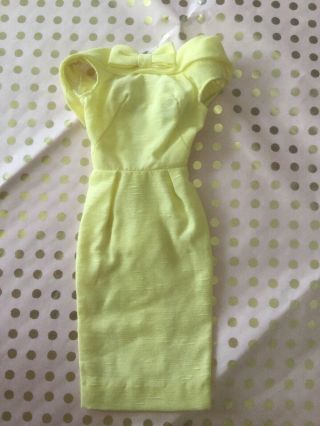 Vintage Barbie Silk Sheath Dress 1962 Fashion Pak Yellow Vgc To