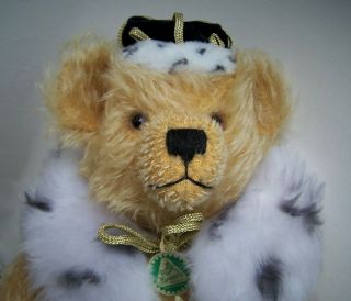Hermann King Ludwig Ii 15 " Mohair Bear - Germany,  Green Tag,  Collar,  Crown