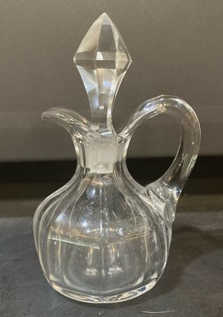 Vintage Pressed Glass Vinegar Or Oil Cruet Bottle With Stopper