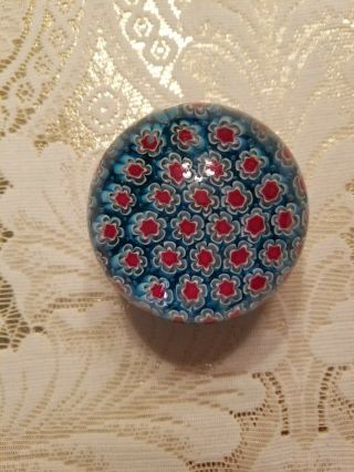 Millefiori Glass Paperweight,  2.  5 Inches In Diameter.  One Abrasion.
