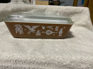 Vintage Pyrex 503 1 1/2 Qt Ovenware Casserole W/lid Brown Early American