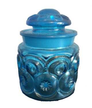 Le Smith Blue Moon And Stars 5” Glass Canister -