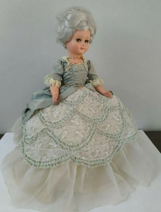 Vintage Italian Hard Plastic Flirty Eye Doll 22 " Marie Antoinette Gown Oufit