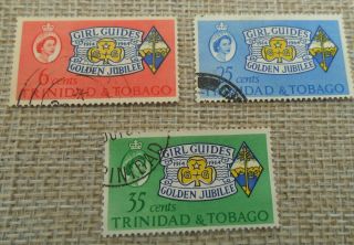 Trinidad And Tobago: 1964 Girl Guides Jubilee Set Of 3 Stamps Sg308 - 10 Fine