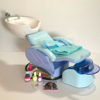 American Girl Doll Spa Chair Blue Salon Accessories Foot Bath Water Sounds W Box