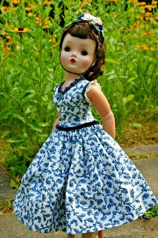 Vintage Madame Alexander Doll Cissy Clothing Dress Hat Outfit Miss Revlon Blue