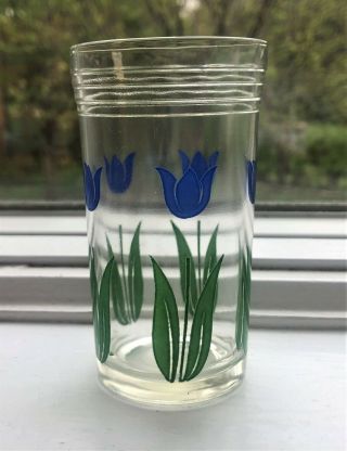 Vintage Swanky Swig Blue Tulips Juice Glass