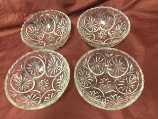 Pressed Glass Dessert Bowls Set Of 4 Oval Star By Anchor Hocking Glass