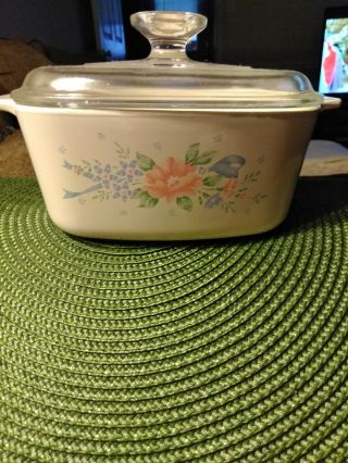 Vintage Corning Ware Casserole Bowl With Lid " Symphony "