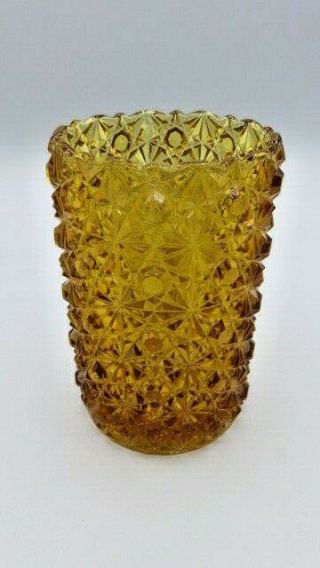 Vintage Daisy And Button Amber Glass Pickle Castor Insert Jar Only