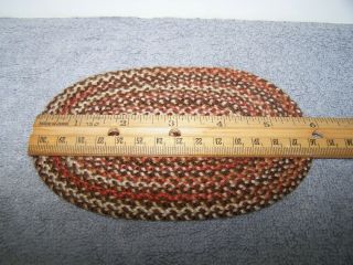 1:12 Dollhouse Miniature Vintage Artisan Made Oval Rag Rug Multi Color Browns 3