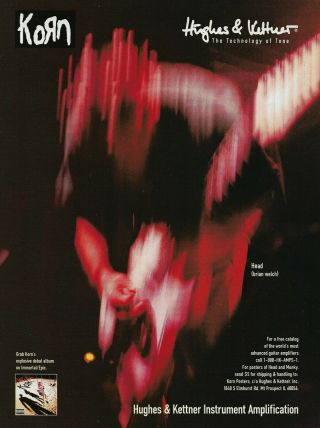 Korn Brian Head Welch Hughes & Kettner 1996 8x11 Promo Poster Ad