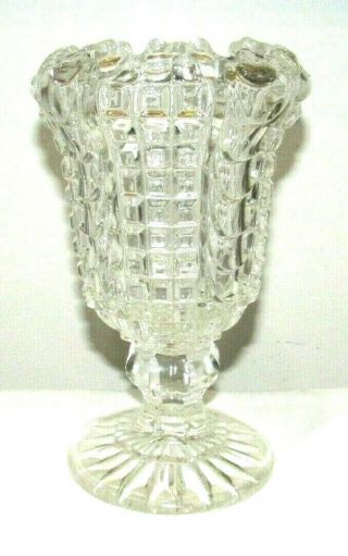 Eapg Flint Glass Waffle & Drape Large Celery Vase 1860 