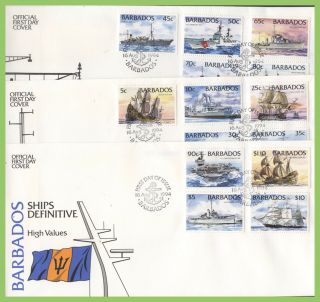 Barbados 1994 Ships Definitives On Three First Day Covers