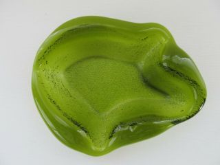 Blenko Art Glass Green Small Freeform Ashtray 5 5/8 " X 4 3/4 "