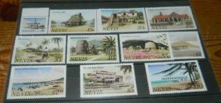 Nevis 1983 Independence Overprint Set Of 11 Unmounted Stamps