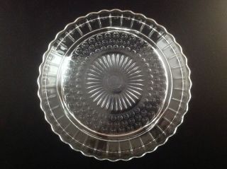 Vintage Clear Glass Cake Plate W/hobnails & Multiple Design And 3 Feet