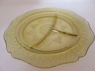 Amber Yellow Depression Glass Patrician Spoke 11 " Divided Grill Plate