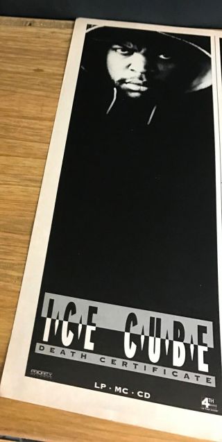1992 Vintage 4.  5x12 " Print Ad Ice Cube " Death Certificate " Album London Promo