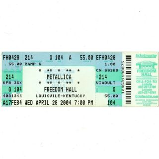 Metallica & Godsmack Full Concert Ticket Stub Louisville Ky 4/28/04 Freedom Hall
