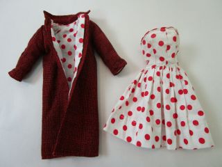 Vintage Barbie Clone Red Polka Dot Strapless Dress & Coat Babs Lily Wendy