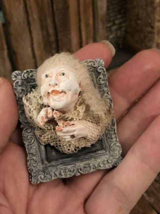 Dollhouse Miniature Artist Jil Weisz Sculpted Mirror Ghost 1:12 Attic Halloween