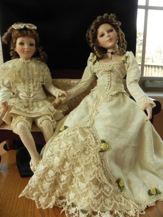 Show Stoppers Porcelain Dolls - Mother And Daughter - 2474 Collectible
