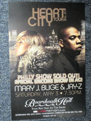 Mary J Blige & Jay Z Concert Poster Atlantic City,  Nj May 11 " X 17 "