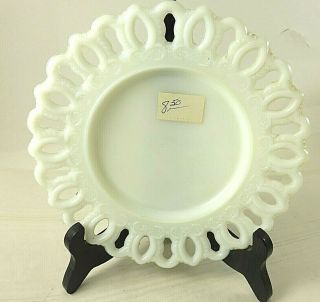 Antique Milk Glass Plate With Key Hole Border