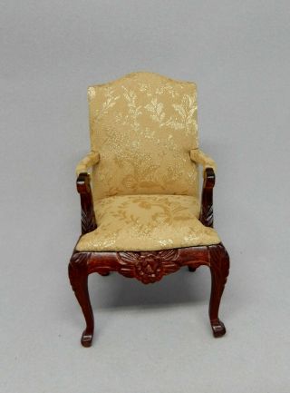 Vintage Floral Upholstered Arm Chair Dollhouse Miniature 1:12 2