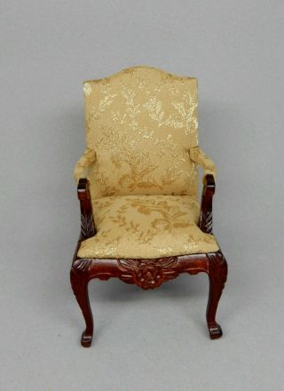 Vintage Floral Upholstered Arm Chair Dollhouse Miniature 1:12 3