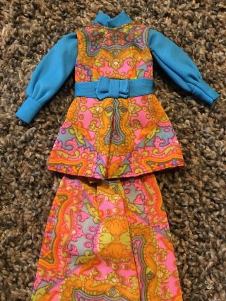 Vintage Barbie Mod Flowered Pant Suit Outfit 1960s,  70s