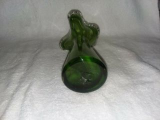 Green Hand Blown Lefton’s Exclusive Glass Vase,  Clear Scalloped Edges,  6 