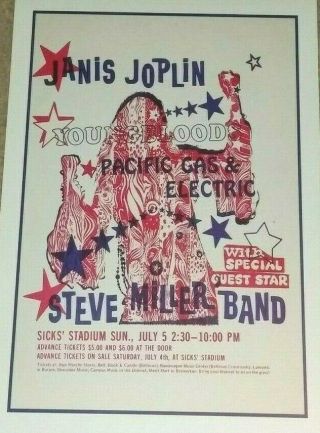 Janis Joplin 1970 Concert Poster - 11x17 - Steve Miller Band - Big Brother