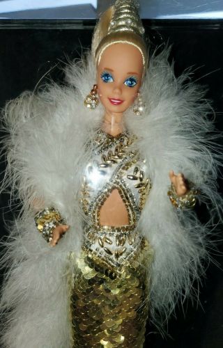 1990 1st Gold Bob Mackie Barbie Doll With Display Case No.  5405 ☆wow☆