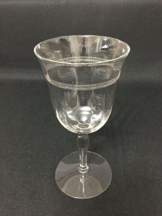 Vintage Fostoria Needle Etched Crystal Wine Water Goblet 1930 