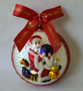 Waterford Blown Glass Christmas Ornament Santa Toys Globe Ftd Large