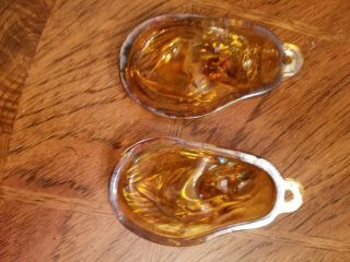 Vintage marigold iridescent carnival glass wall hanging Mary and Jesus 2
