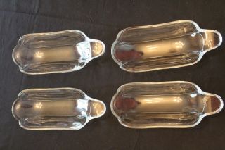 Set Of 4 Banana Split Sundae Boat Dishes Clear Vintage Indiana Glass Hot Dog