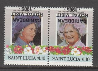 1985 St Lucia Overprinted " Caribbean Royal Visit " Pair Stamps.