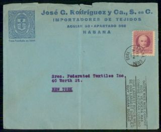 Mayfairstamps Habana 1932 Jose G Rodriguez Federated Textiles Cover Wwf_50295