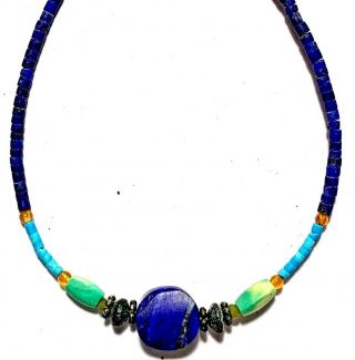 Stunning Egyptian Stone Beads Bracelet Circa 300 - 100 Bc - Lapis Lazuli & Turquoise