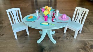 American Girl Doll Dining Table,  Chairs & Accessories Furniture Set F7956